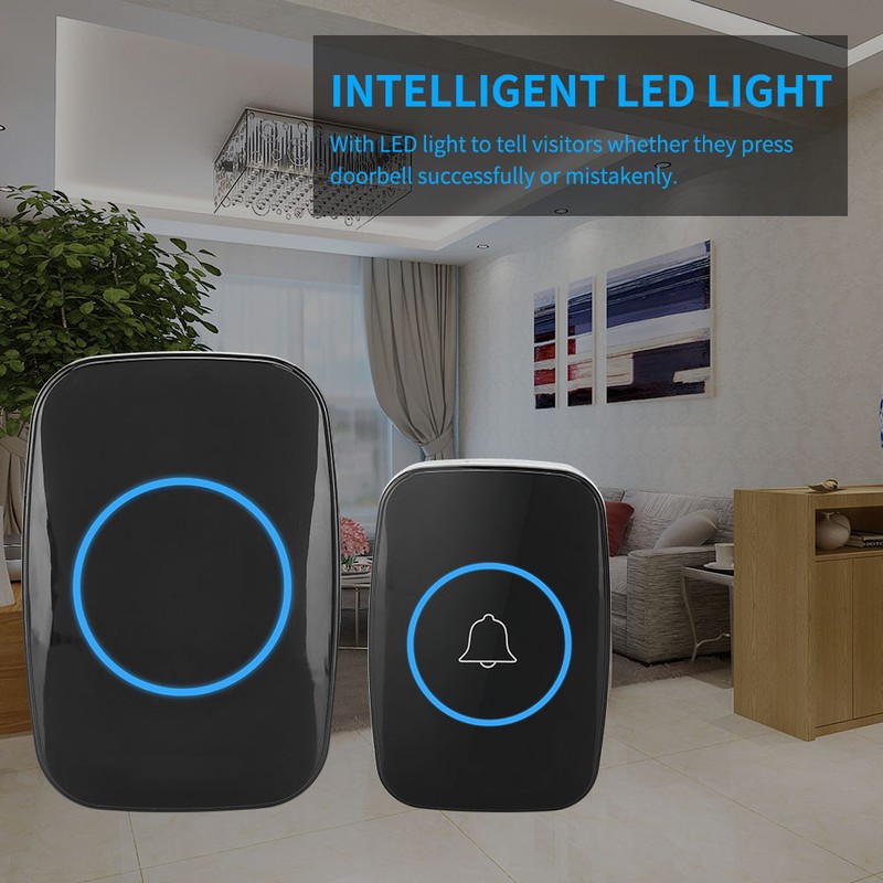 Wireless Music LED Doorbell Outdoor Transmitter Indoor Receiver 300m Remote