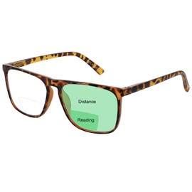 OCCI CHIARI Fashion Bifocal Blue Light Glasses 3.0 for Men Oversized Men's Bifocal Glasses Stylish Spectacles Spring Hinge (Yellow Tortoiseshell, 300)