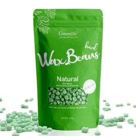 GreenLife® 17.6oz/1.10lb/500g Hard Wax Beads, Hard Wax Beans Hair Removal, Painless Waxing Bean Home wax Kit for Facial, Legs, Arms, Body, Bikini, Brazilian Pearl Depilatory, Hot Waxs for Women and Men (Green tea)
