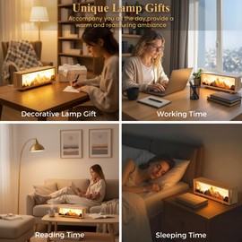JOHOUSE Nature Decor Ambient Lamp-Inspired Unique Lamp– Mountain Scene Wooden Warm Lights for Bedroom, Cozy Bedroom/Living Room Vintage Decor, Housewarming Birthday Valentine's Day Mother's Day Gift
