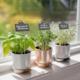 Bravex Metal Plant Labels Weatherproof 25 Pack, Stainless 3.74 x 1.39 inch, Black