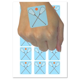 Crossed Lacrosse Sticks Temporary Tattoo Water Resistant Fake Body Art Set Collection - 54 1" Tattoos (1 Sheet)