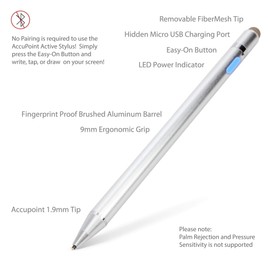 BoxWave Stylus Pen Compatible with Simbans PicassoTab Standalone Drawing Tablet - AccuPoint Active Stylus, Electronic Stylus with Ultra Fine Tip - Metallic Silver