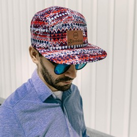 Blackskies® 5-Panel Camp Cap | Women's Men's Baseball Cap Surfer Skater Snapback Strapback Flat Baseball Cap - Men Women Unisex Streetwear Outdoor Summer Leisure, Quetzalcoatl