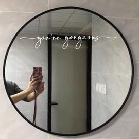 You're Gorgeous Decal, Hair Salon Decal, Slogan Wall Sticker, Beauty Salon Decor, Mirror Sticker, Bathroom Decor, Mirror Vinyl, Positive Affirmations Decal, 16x2.2 inch (White)