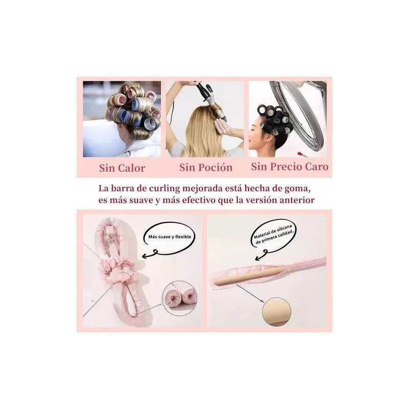 Curly Ondas En Cabello Rizos Seda Sin Calor Tubo2 Scrunchie