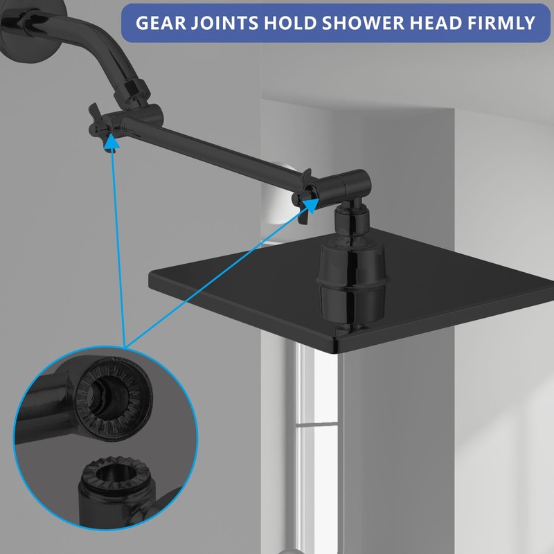 Voolan 11 Inch Shower Extension Arm with Lock Joints, Adjustable