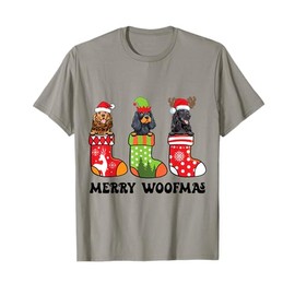 Cocker Spaniel Dogs With Reindeer Santa On Christmas Sock T-Shirt