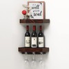 WELLAND Wall Mounted Corner Wine Rack -2 Pack Wooden Rustic