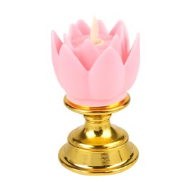 Lotus Lantern Buddha Lamp, Lotus Candle Light LED Candle Lamp Flower Night Lamp Flickering Lotus Lamp Oil Buddhist Lamp Pink