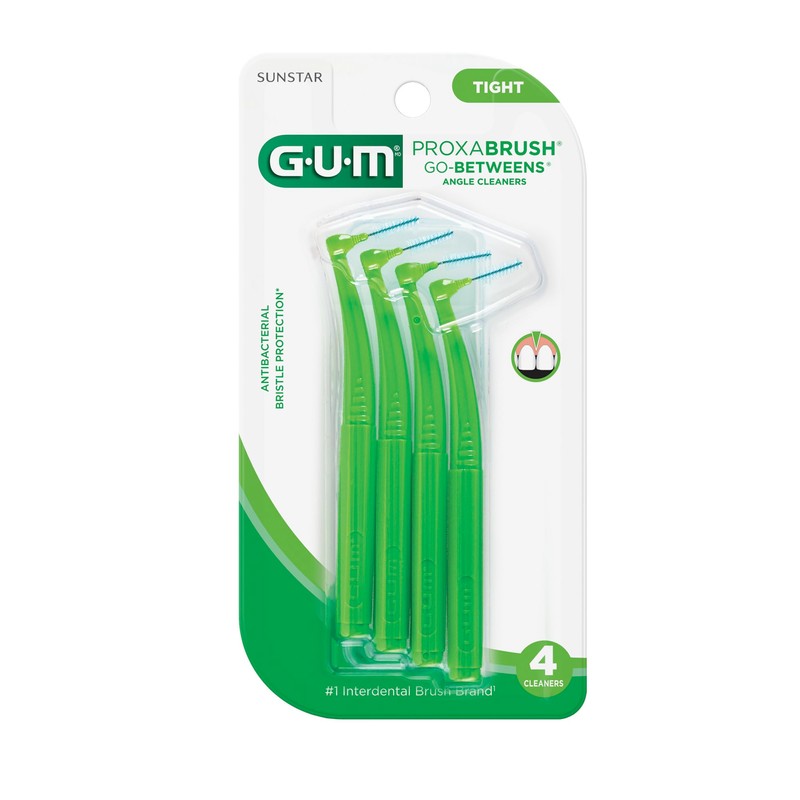 GUM Proxabrush Go-Betweens - Angled- Interdental Brushes - Soft Bristled