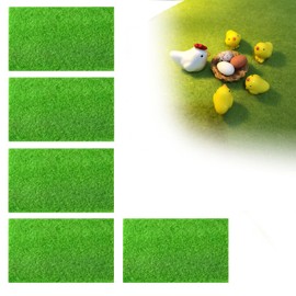 Artificial Turf Model, 7.9 x 11.8 inches (20 x 30 cm), Set of 5, Mini Artificial Moss Grass Mat, 0.08 inch (2 mm), Heat Resistant, Reusable, Washable, DIY, Decorative, Boxed Garden, Railway Model,