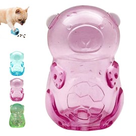 Jatmira Tough Dog Chew Toy for Small, Medium Breeds Ball in Bottle Strong Rubber Treat Dispensing Toy Cute Interactive Slow Feeder Dog Fetch Toys (Purple-Dispenser(NO Ball))