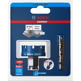 Bosch 1 x Expert Sheet Metal Hole Saw for Power Change Plus Systems (for Stainless Steel Sheets, Steel Sheets, Diameter 40 mm, Professional Accessories Drill/Screwdriver)