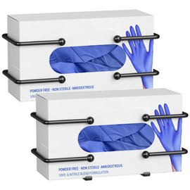 niffgaff 2 Pack Glove Box Dispenser Wall Mount (10.4 * 3.5in): Black Glove Holder Organizer for Disposable & Tissue Box - Organizer on Wall in Lab, Kitchen, Bathroom, Garage