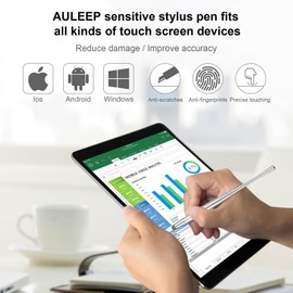AULEEP Capacitive Stylus Pens for Touch Screen with 4 Pack 6 Nanofiber Tips Compatible for Phones, Tablets, iPads, Kindles (Silver Gray/Black/Rose Pink/Light Gold)