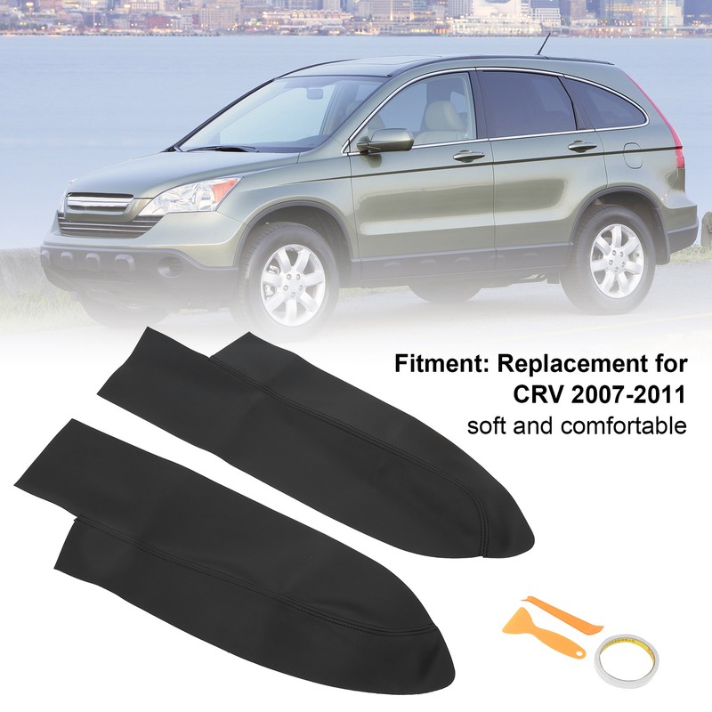 1 Pair Front Door Panel Armrest Cover Microfiber Leather Car