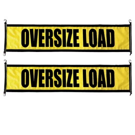 Oversize Load Signs for Trucks 18" x 84" Wide Load Banner with Heavy Duty with Bungee Cords for Escort Vehicles Car Truck 2 Pack Oversize Load Banner Warning Product