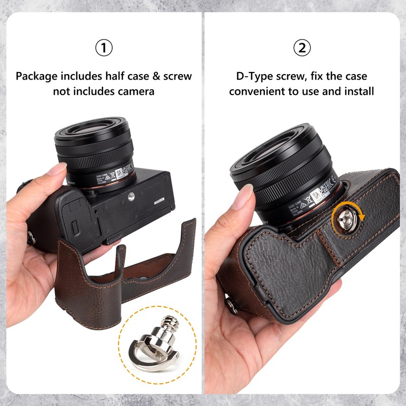 MUZIRI KINOKOO Alpha 7C II Case, Retro Style Genuine Leather