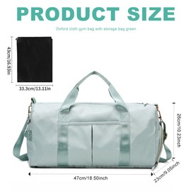 Sports Gym Bag Duffle Bag Travel Bags with Shoes Compartment and Wet Pocket Large Capacity Portable Lightweight Waterproof Overnight Bag Cabin Bag Swimming Bag for Men Women (Green)