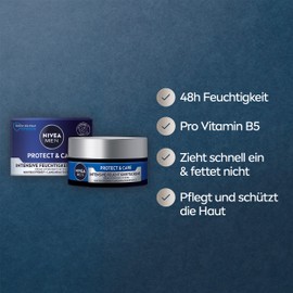 NIVEA MEN Protect & Care Intensive Feuchtigkeitscreme, beruhigende Gesichtspflege für Männer, 48h feuchtigkeitsspendende Gesichtscreme mit Aloe Vera und Pro Vitamin B5 (50 ml)