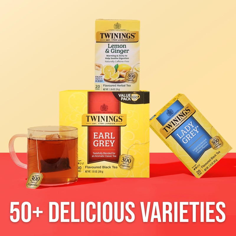 Twinings Earl Grey Black Tea Individually Wrapped Bags, 100 Count