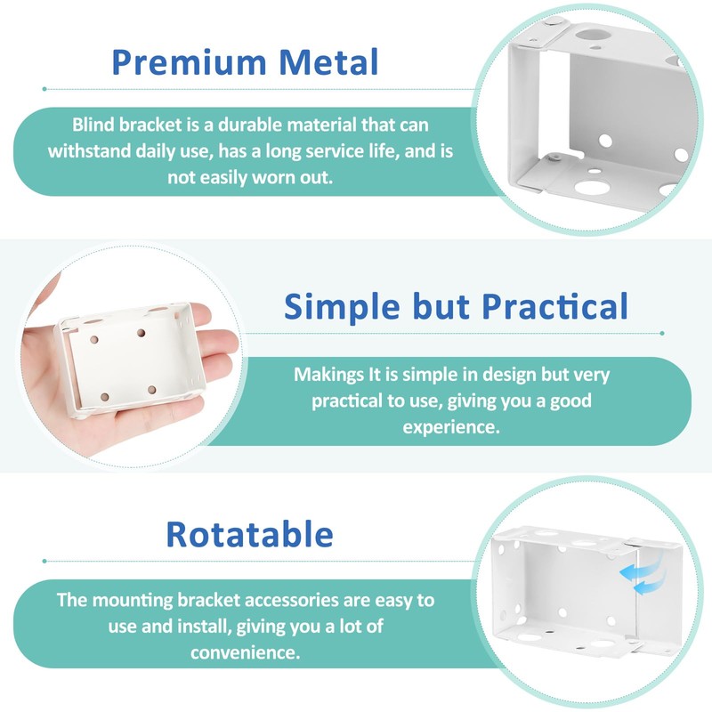 6Pcs Metal Square Headrail Brackets - White Venetian Blind Fittings