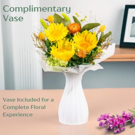 Vaanshie Preserved Sunflower Bouquet with Vase – Long Lasting Forever Flowers, 3 Years Fresh Look, Elegant Gift for Birthday, Anniversary, Mother’s Day, Graduation, or Valentine’s Day