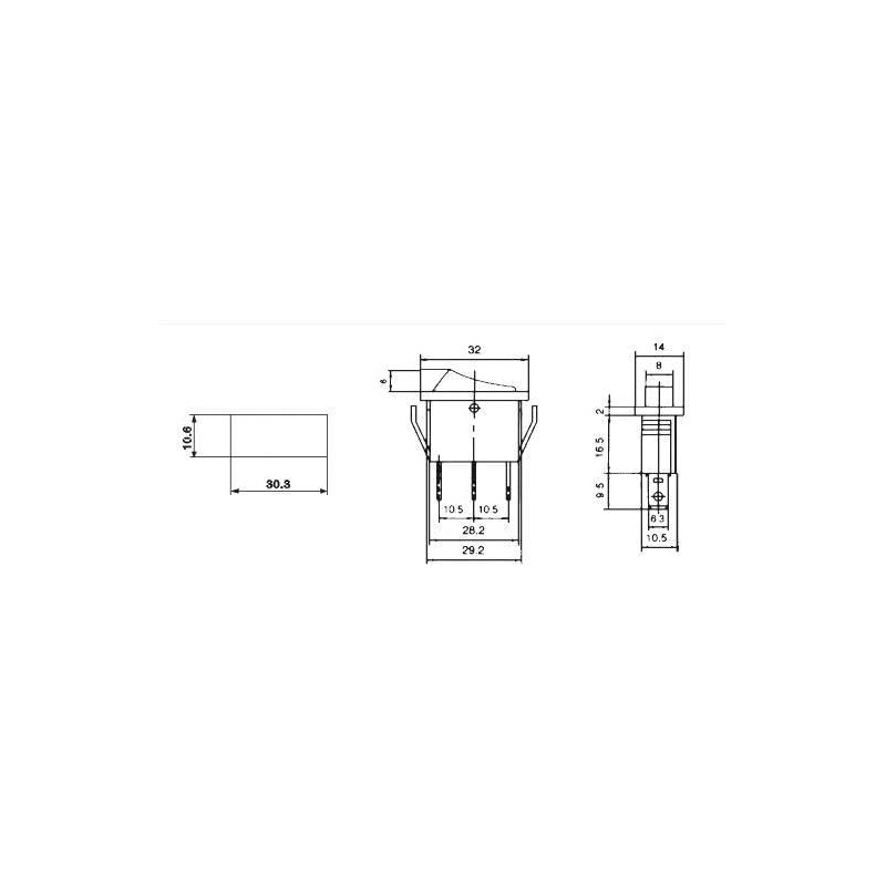 Rocker Switch 3-Pin Light Up Black, 250 V/15 A 125