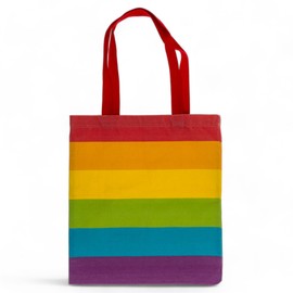 MIJOMA Pride Cotton Bag, Shopping Bag with Rainbow Stripes, 35 x 40 cm, 100% Cotton, Versatile Rainbow Carry Bag for Everyday Use, Rainbow stripes