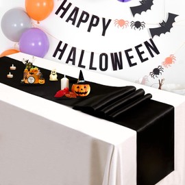 B-COOL Black Table Runner Satin Table Runners Wedding Table Runners 10 Packs 12x108 inch Silk Smooth Fabric for Baby Shower Wedding Party Decorations