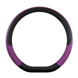 D-Shape Steering Wheel Cover, Purple and Black, Anti-Slip Diamond Pattern (Purple)