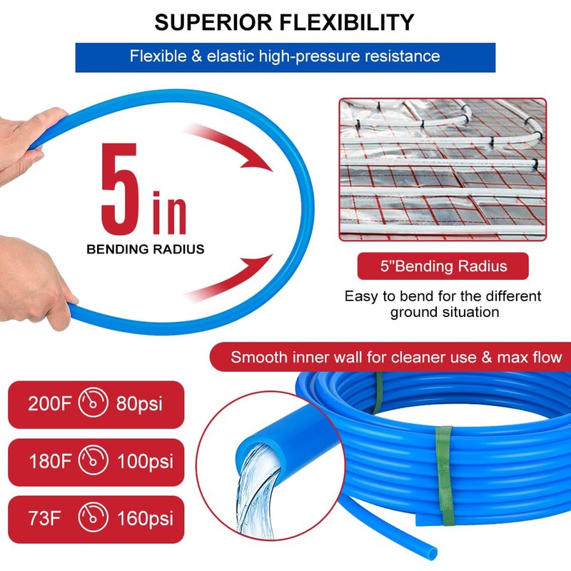 EFIELD Pex A Tubing, 1/2 inch 2 x100 ft (200