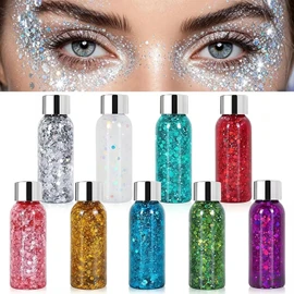 Gel de Purpurina para Cuerpo y Rostro,Maquillaje en Gel con Purpurina,Set de Brillo Lentejuela con Efecto Sirena para Maquillaje de Labios para Cabello,Ojos,para Decoración Corporal