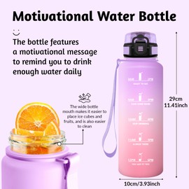HoneyHolly Water Bottle, 1500 ml, Motivational and Leak-Proof, Water Bottle, Time Marking, Sports Water Bottle, Reusable, Water Bottle for Work, Camping, Hiking, Gym