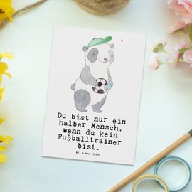 Mr. & Mrs. Panda Postcard Football Trainer Heart - Gift, Postcards, Company, Lucky Charm, Invitation Cards Birthday, Work Colleague, Work