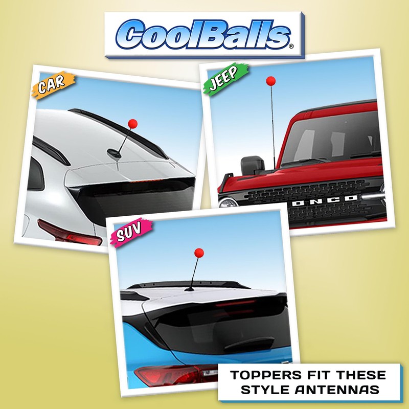 Coolballs Cool Plain Red Car, Truck, SUV Decor Antenna Ball