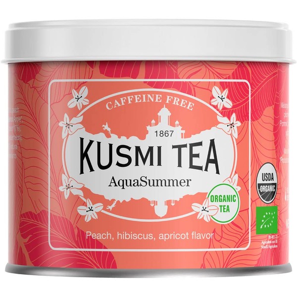KUSMI TEA Kusumi Tea Aqua Summer, 3.5 oz (100 g) Can, Organic, JAS Certified, Herbal Tea, Fruit Tea