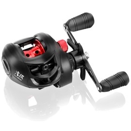 SANLIKE Bait Reel, Bi-Axis Reel, Sea Reel, Super Strong Magnetic Brake, Aluminum Spool, Gear Ratio 6.3:1, Drag Force, 17.6 lbs (8 kg), Bass Fishing, Lightweight, Handle, For Both Saltwater Fishing and