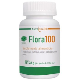 Nutrasien100 Flora100  Probióticos y Prebióticos Veganos  50 Billones UFC  Inulina de Agave y Espirulina  Flora Intestinal  60 Cápsulas  Apoyo...     