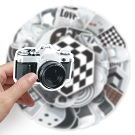 Black and White Sticker Set 50 Pieces Cute Decoration for Car Laptop Skateboard Bicycle Moped Motorcycle Bicycle Computer Suitable for Adults Children