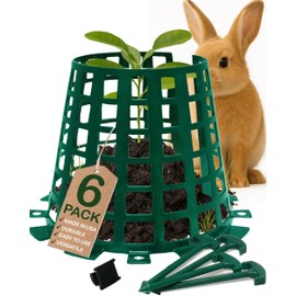 Plant Knight Sapling Protector 6-Pack – Tree Trunk Protector Guards for Garden Plants, Snap-Lock Tree Protectors from Animals, Weed Whacker & Trimmer Shield – Reusable Outdoor Barrier, Green