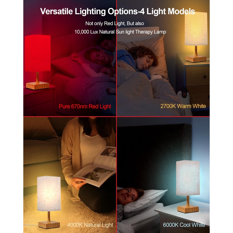Red Light Night Light Lamp for Sleep, 670nm Red Nightlight