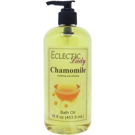 Eclectic Lady Chamomile Bath Oil by Eclectic Lady - Scented Bath Oil - Relaxing & Moisturizing Bathing Oil - Fragrance Body Oil For Dry & Rough Sensitive Skin - Body Daily Nourishing Shower Oil (16 oz)