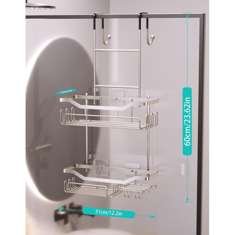 HapiRm Hanging Shower Caddy Over the Door with Soap Holder,