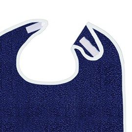 harayaa 3 x Adult Terry Cloth Bibs Clothes Protector Adjustable Large Feeding Bibs for Adults and Seniors, darkblue