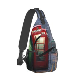 RKHMNJY Man's Cross Chest Bag Red telephone booths on the streets of London Diagonally Sling Backpack Shoulder Bag Sling Bag for Women Hiking Daypack