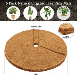 Legigo 6pcs Coconut Fiber Mulch Ring Tree Plant Protector Mat, 18 Inch Natural Coco Coir Tree Protection Ring Plant Pot Soil Cover, Tree Rings Disc Plant Cover for Indoor Outdoor Plants,Landscaping