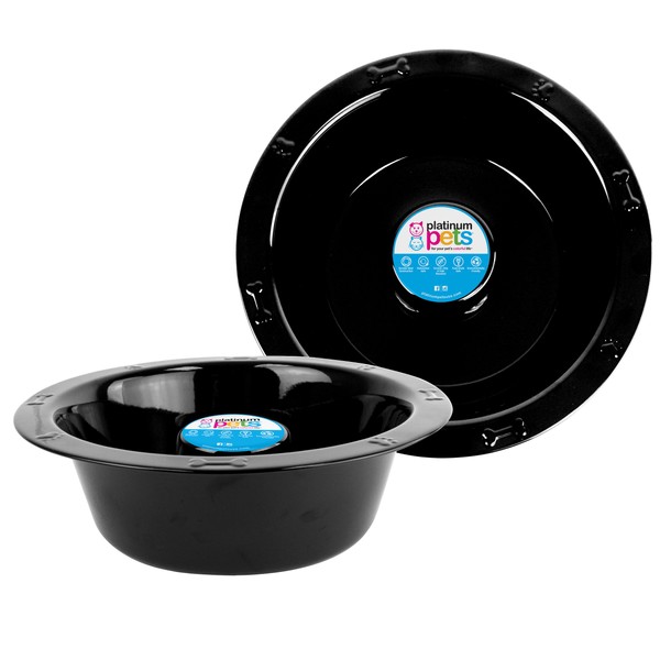 Platinum Pets 12412 P Switchin Slow Eating Stainless Steel Wide Rimmed Dog/Cat Bowl 50 oz, Midnight Black, Large