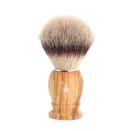 MÜHLE Classic Olive Wood Medium Silvertip Fiber Shaving Brush - Synthetic Luxury Shave Brush for Men, Rich Lather